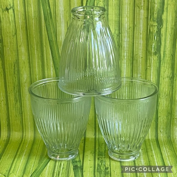 Set of 3 Clear Thick Ribbed Glass Dome Globes Replacements - Picture 3 of 8